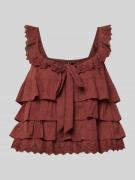 Vero Moda Regular Fit Blusentop mit Volants Modell 'SANDY' in Rostrot,...