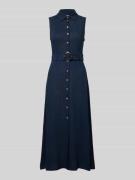 Apricot Midikleid aus Viskose-Mix mit Gürtel in Marine, Größe L