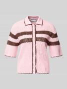 Jake*s Casual Cardigan mit Polokragen und 1/2-Arm in Pink, Größe L