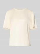 comma T-Shirt aus Viskose-Mix mit Rundhalsausschnitt in Offwhite, Größ...