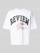 REVIEW T-Shirt mit Logo- und Motiv-Print in Weiss, Größe L