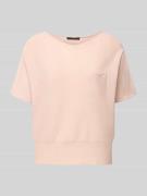 Oui Strickpullover mit U-Boot-Ausschnitt und Brusttasche in Rose, Größ...