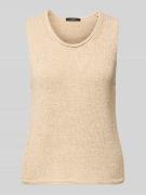 Oui Stricktop mit Rundhalsausschnitt in Ecru, Größe 34