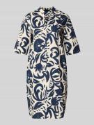 Oui Knielanges Hängerkleid mit Tunikakragen in Beige Melange, Größe 34