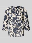 Oui Bluse mit Tunikakragen und 3/4-Arm in Marine, Größe 34