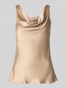 Rinascimento Satintop mit Wasserfall-Ausschnitt in Beige, Größe L