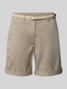 Tom Tailor Regular Fit Bermuda mit Gürtel in Taupe, Größe 34