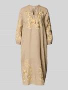 Emily Van den Bergh Tunikakleid aus Leinen mit Stitchings in Sand, Grö...