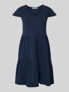 REVIEW Minikleid im Stufen-Look mit V-Ausschnitt in Dunkelblau, Größe ...