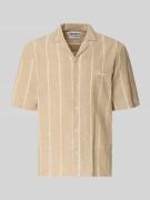 REVIEW Regular Fit Freizeithemd aus Baumwoll-Leinen-Mix mit Reverskrag...