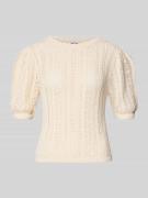 Jake*s Casual Strickshirt mit Rundhalsausschnitt und Wellensaum in Bei...