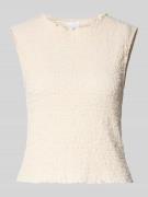 Jake*s Collection Top mit Strukturmuster und Rundhalsausschnitt in Bei...