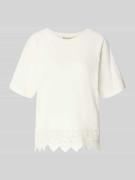 FREE/QUENT T-Shirt mit Häkelspitze Modell 'Cimon' in Weiss, Größe L