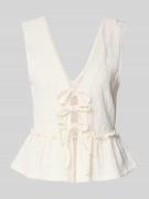JAKE*S STUDIO WOMAN Blusentop mit Schnürung und Schößchen in Ecru, Grö...