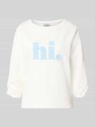 More & More Sweatshirt mit 3/4-Arm in Offwhite, Größe 34