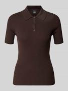 BOSS Slim Fit Poloshirt aus Rippstrick in Dunkelbraun, Größe L