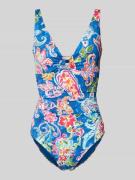 Lauren Ralph Lauren Badeanzug mit Allover-Muster in Dunkelblau, Größe ...