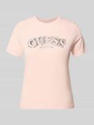 Guess Activewear T-Shirt aus Viskose-Elasthan-Mix mit Logo in Hellrosa...