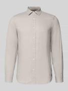 Scotch & Soda Slim Fit Leinenhemd mit Kentkragen in Hellgrau, Größe L