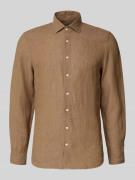 SEIDENSTICKER Slim Fit Business-Hemd aus Leinen mit Kentkragen in Mitt...