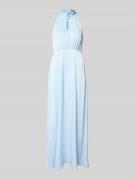 YAS Maxikleid aus Satin mit Stehkragen Modell 'Thea' in Hellblau, Größ...