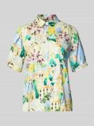 Milano Italy Regular Fit Bluse im Allover-Look in Hellblau, Größe 36