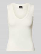 Gina Tricot Slim Fit Top mit V-Ausschnitt in Offwhite, Größe S