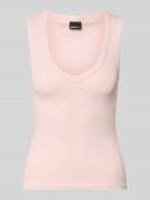 Gina Tricot Slim Fit Top mit V-Ausschnitt in Rosa, Größe L