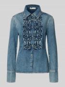 Mango Hemdbluse in Denim-Optik mit Rüschenbesatz Modell 'Dulce' in Jea...