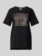 LIU JO SPORT T-Shirt mit Ziersteinbesatz in Black, Größe S