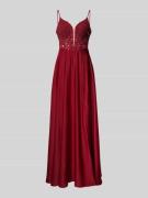 Mascara Abendkleid mit Häkelspitze in Dunkelrot, Größe 36