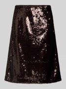 More & More Knielanger Rock mit Pailletten in Dunkelbraun, Größe 40