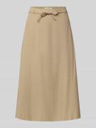 ICHI Midirock aus Leinen-Viskose-Mix Modell 'LINNO' in Taupe, Größe 34