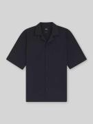 BOSS Relaxed Fit Kurzarmhemd aus Woll-Mix in Marine, Größe L