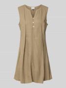 ICHI Minikleid aus Leinen-Viskose-Mix Modell 'LINNO' in Taupe, Größe 3...
