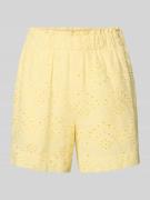 Pieces Loose Fit Bermudas mit Lochstickerei Modell 'VILDE' in Hellgelb...
