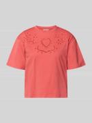 Jake*s Casual T-Shirt mit Lochstickerei und Rundhalsausschnitt in Kora...