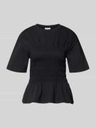 Jake*s Casual T-Shirt mit Smok-Details und Rundhalsausschnitt in Black...