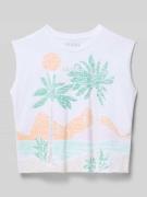 Guess Regular Fit Top mit Logo-Applikation in Weiss, Größe 128