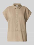 ICHI Regular Fit Bluse aus Leinen-Viskose-Mix Modell 'LINNO' in Taupe,...