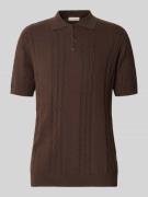 Redefined Rebel Slim Fit Strick-Poloshirt mit Zopfmuster Modell 'Mille...