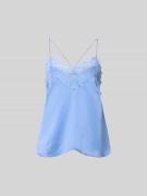 Iro Bluse aus Satin mit Spitzenbesatz in Hellblau, Größe 36