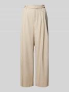 Gestuz Wide Leg Stoffhose mit Bundfalten in Beige, Größe 42
