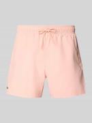 Lacoste Badeshorts mit Logo-Stitching in Apricot, Größe L