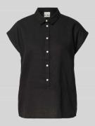 ICHI Regular Fit Bluse aus Leinen-Viskose-Mix Modell 'LINNO' in Black,...