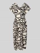 ICHI Midikleid aus Leinen-Viskose-Mix mit V-Ausschnitt in Offwhite, Gr...