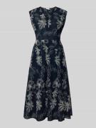 Milano Italy Midikleid mit Stitchings und Eingrifftaschen in Marine, G...