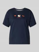 Jake*s Casual Regular Fit T-Shirt mit Motiv-Print in Marine, Größe L