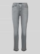 Marc Cain Slim Fit Jeans im Used-Look mit Ziersteinen in Hellgrau, Grö...