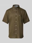 Fynch-Hatton Regular Fit Leinenhemd mit Button-Down-Kragen in Oliv, Gr...